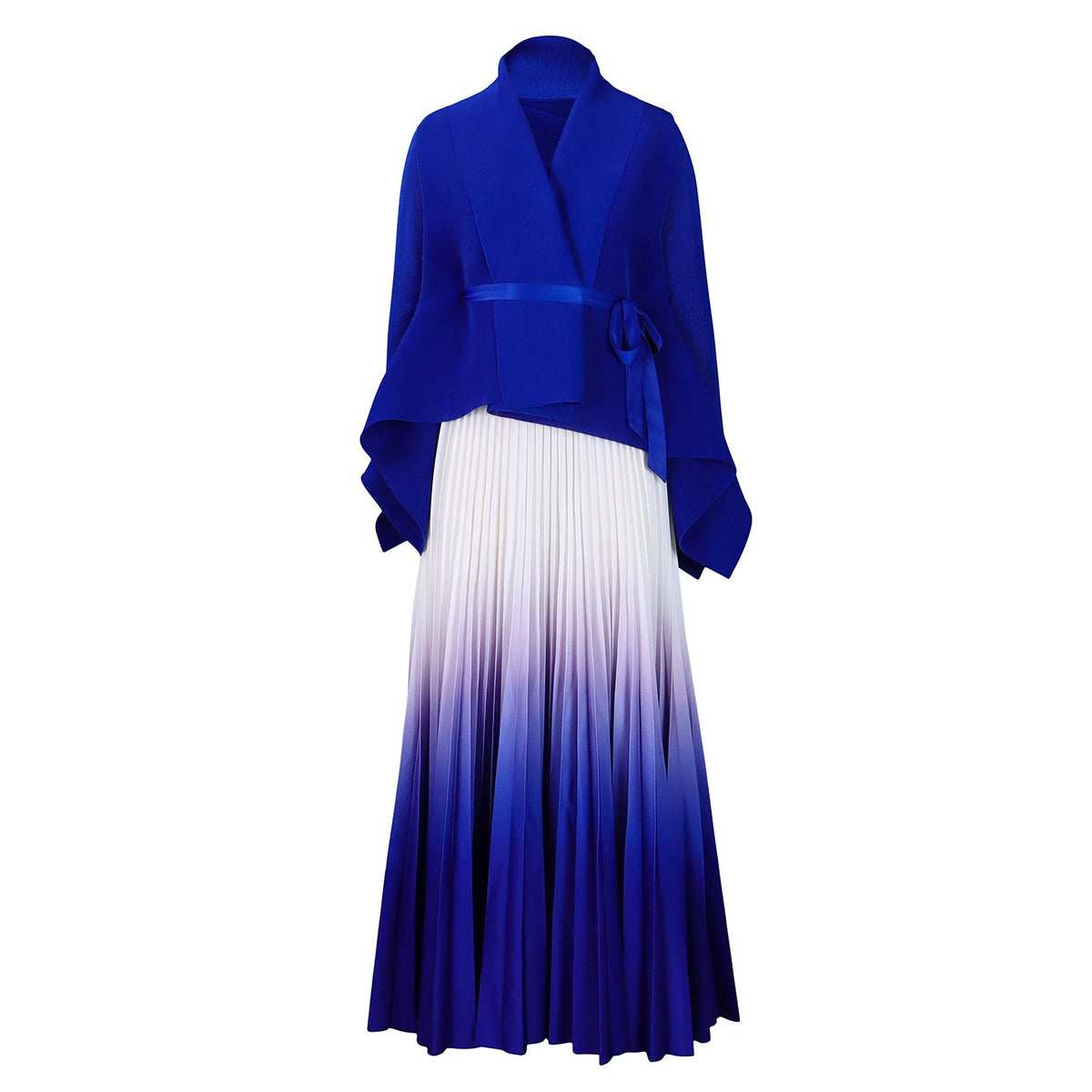 Fashionable Elegant Batwing Sleeve Top And Gradient Skirt Set