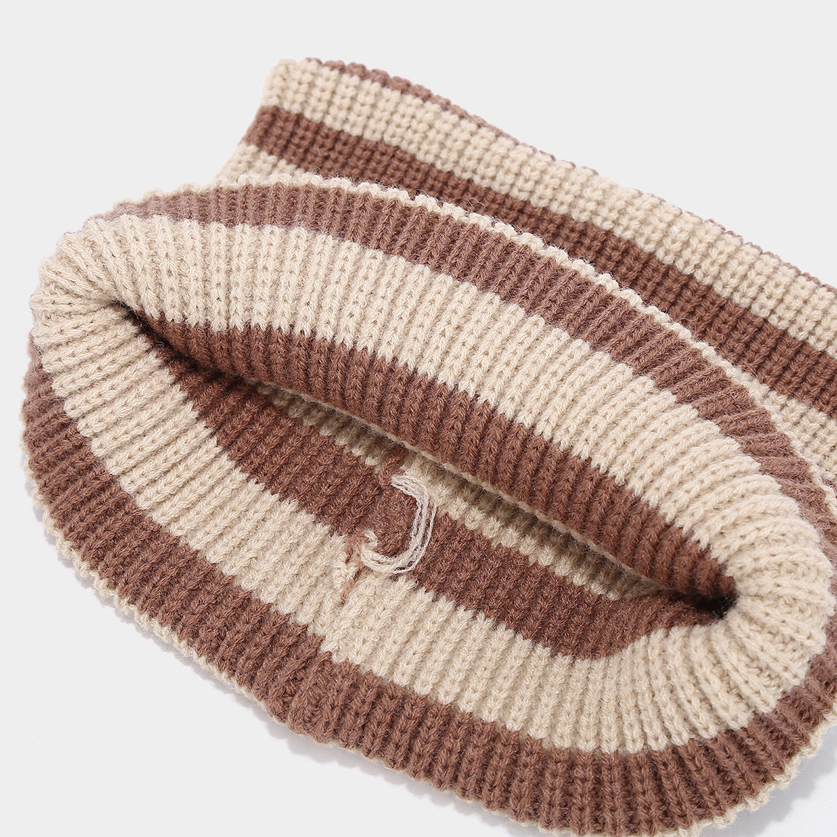 Winter Beanie Striped Color Contrast Warm Knit Hat