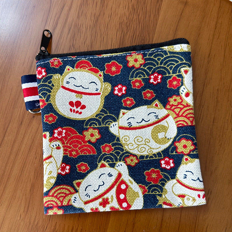Cute Canvas Travel Coin Purse Keychain Wallet