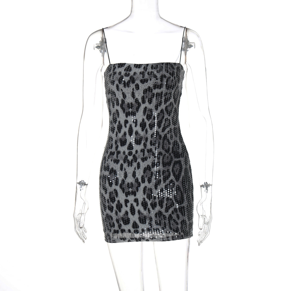Women's Trendy Leopard Print Sheath Dress with Sequins