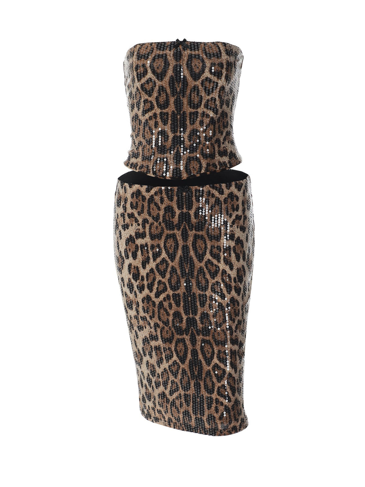 Trendy Leopard Print Tie-Back Bodycon Midi Dress