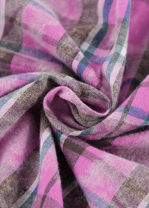 Pink Plaid Oversized Shirt Lightweight Cotton