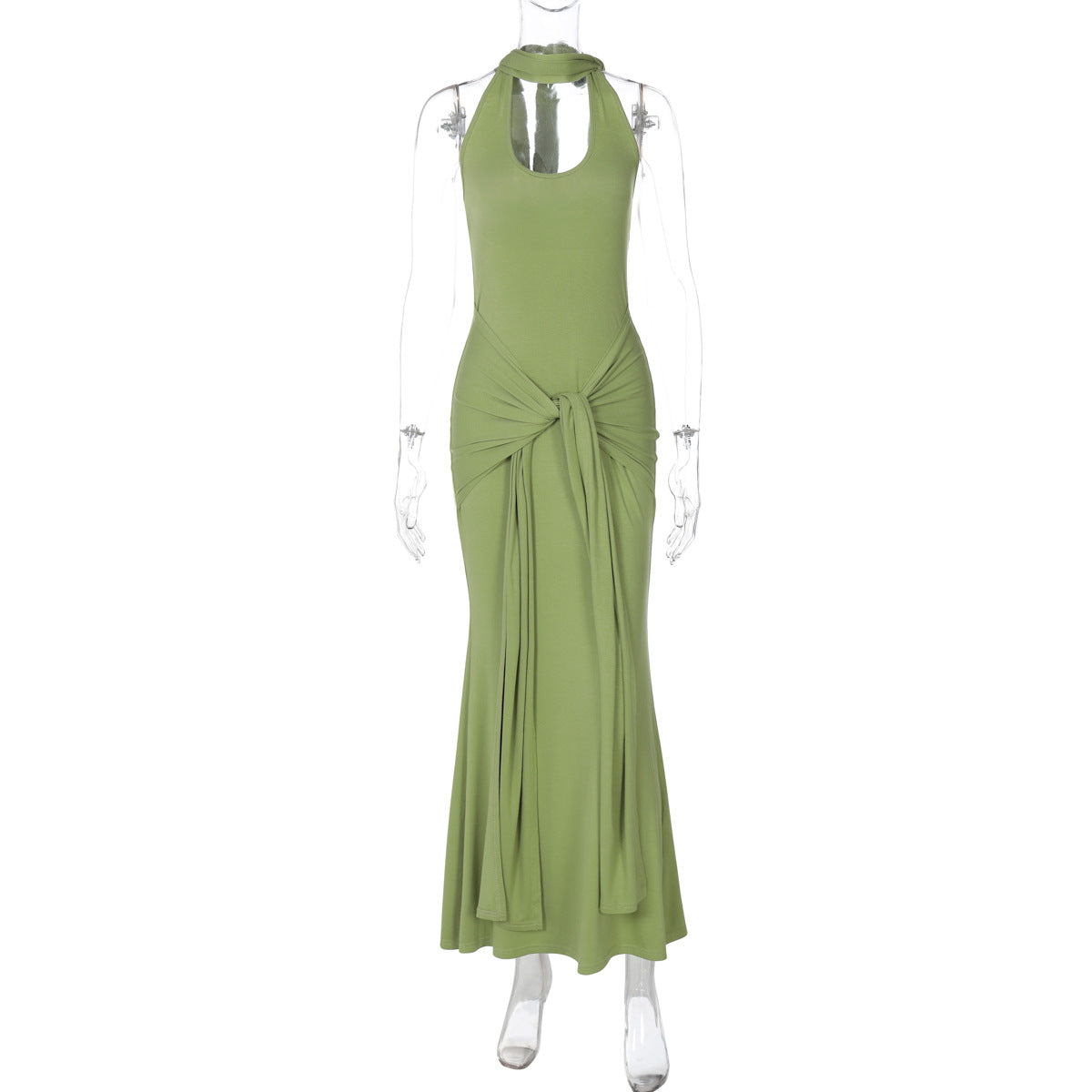 Elegant Backless Long Dress with Ribbons