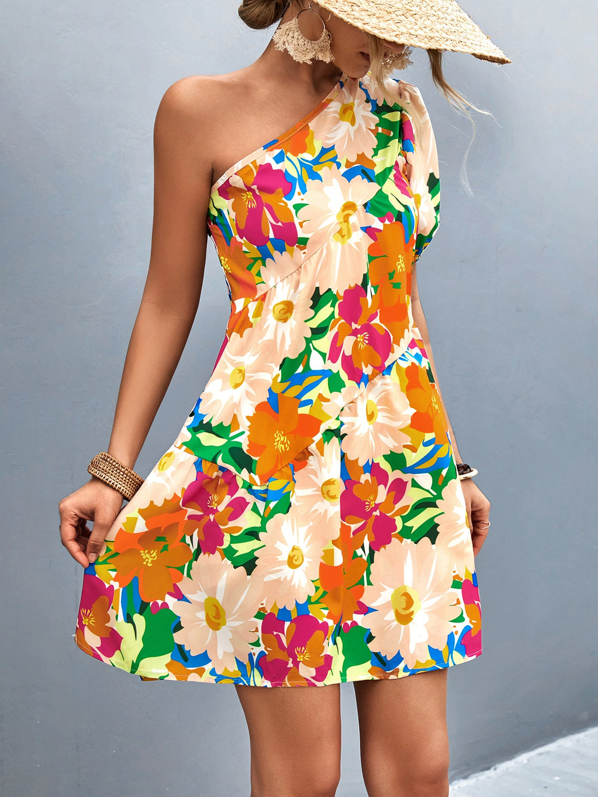Fashion Summer Dress Women'S Slanted Shoulder Doll Dress