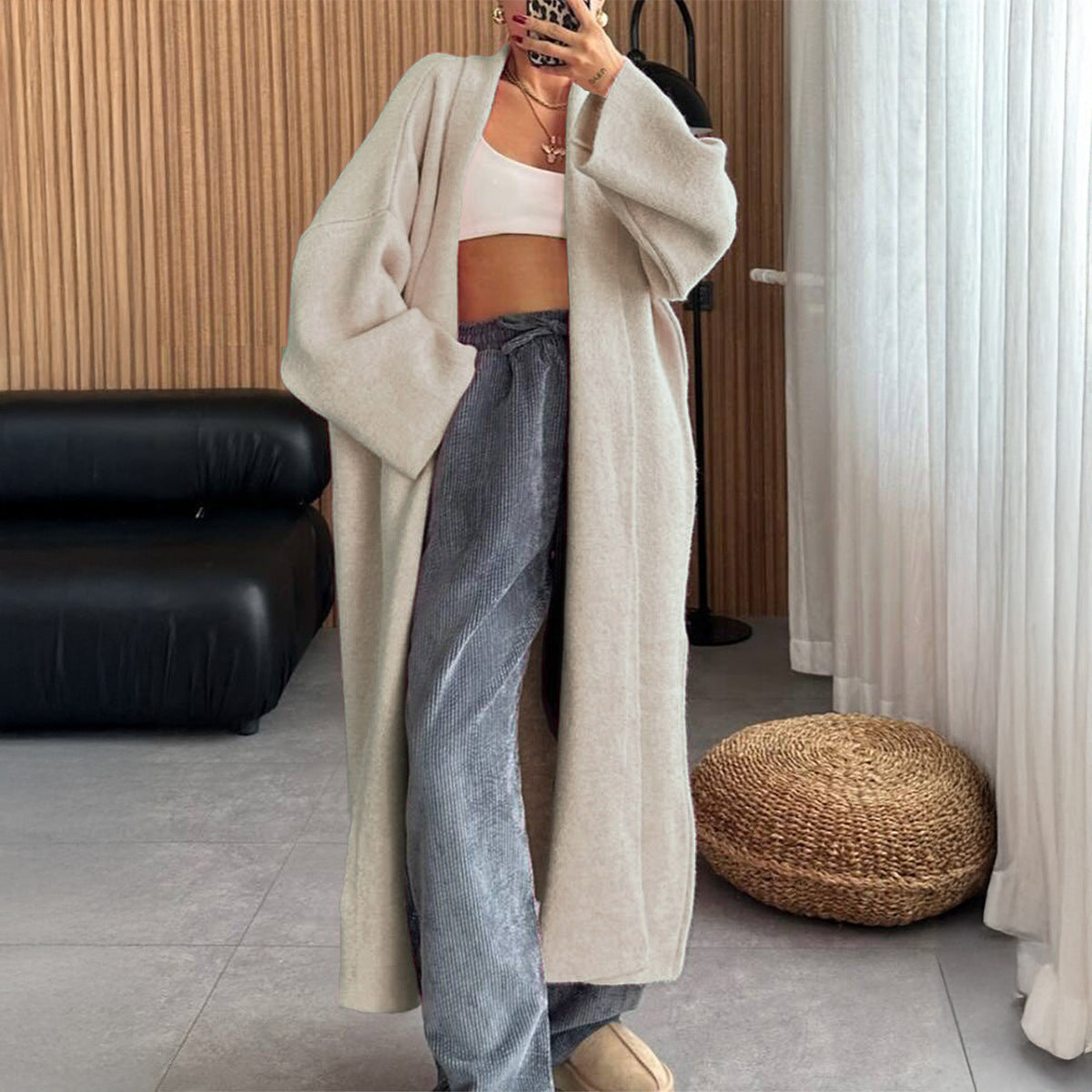 Fashionable Long Sleeve Knit Cardigan Coats for Women