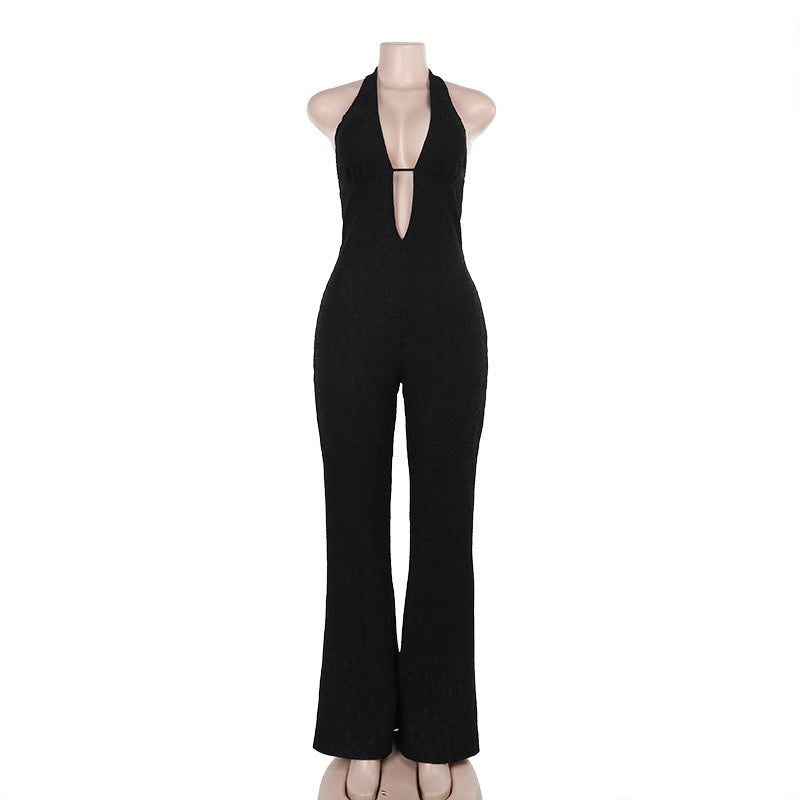 Trendy Lace V-Neck Jumpsuit for Women