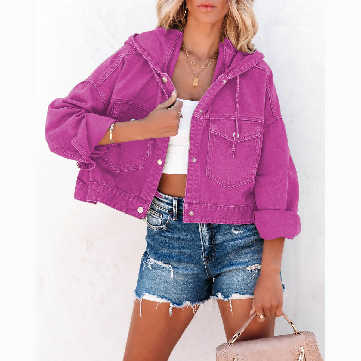 Trendy Casual Hoodie Denim Jacket for Women