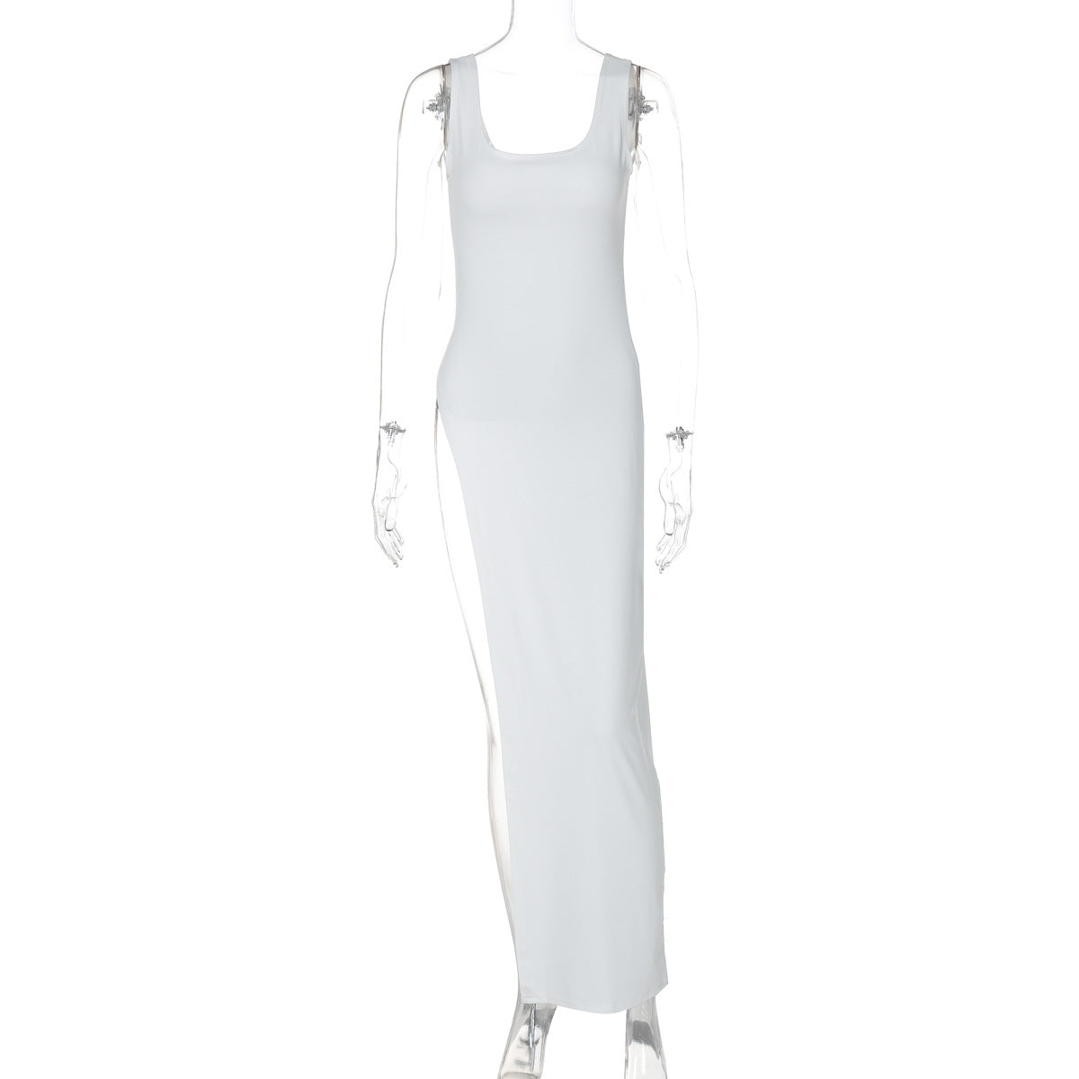 Trendy Sleeveless Midi Dress With Side Slit