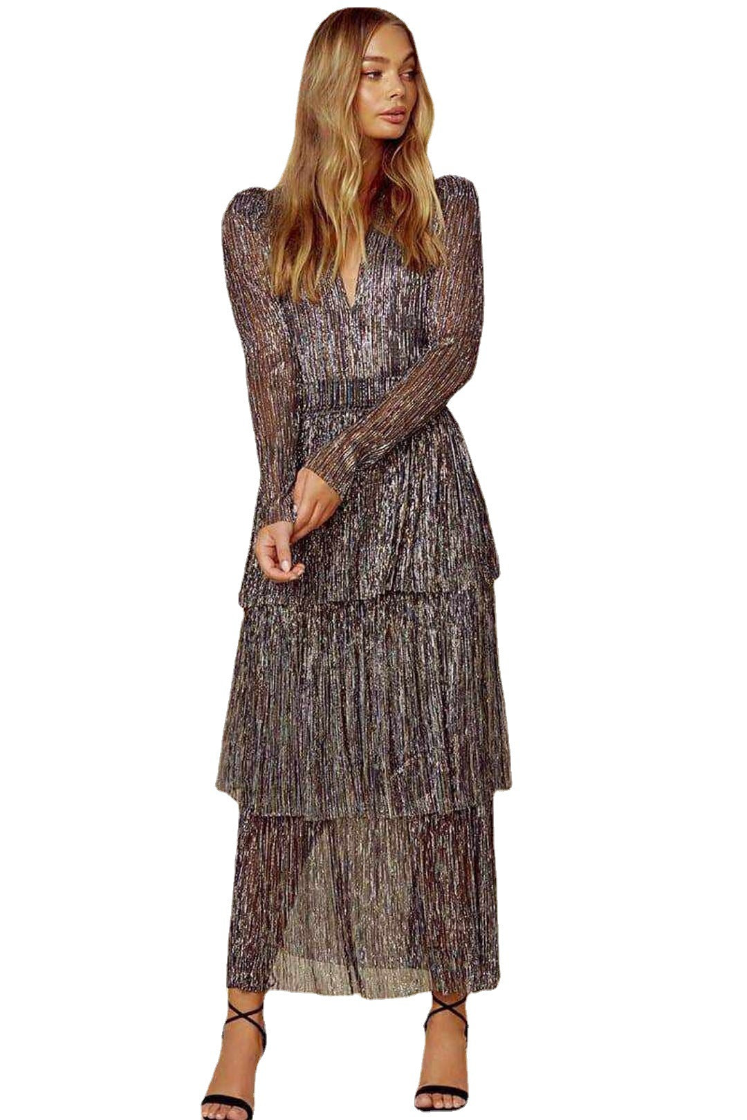 Elegant Black Floral Maxi Dress With High Waist