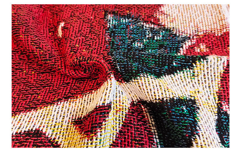 Christmas Jacquard Tassel Home Decor Throw Blanket