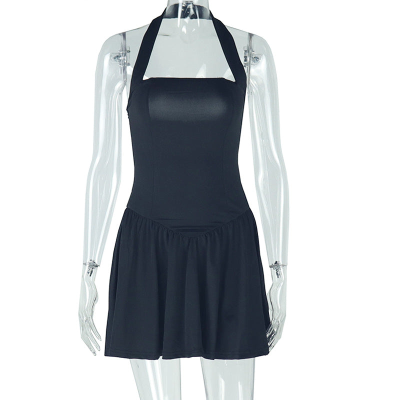 Trendy Casual Solid Color A-Line Dress With Spaghetti Straps