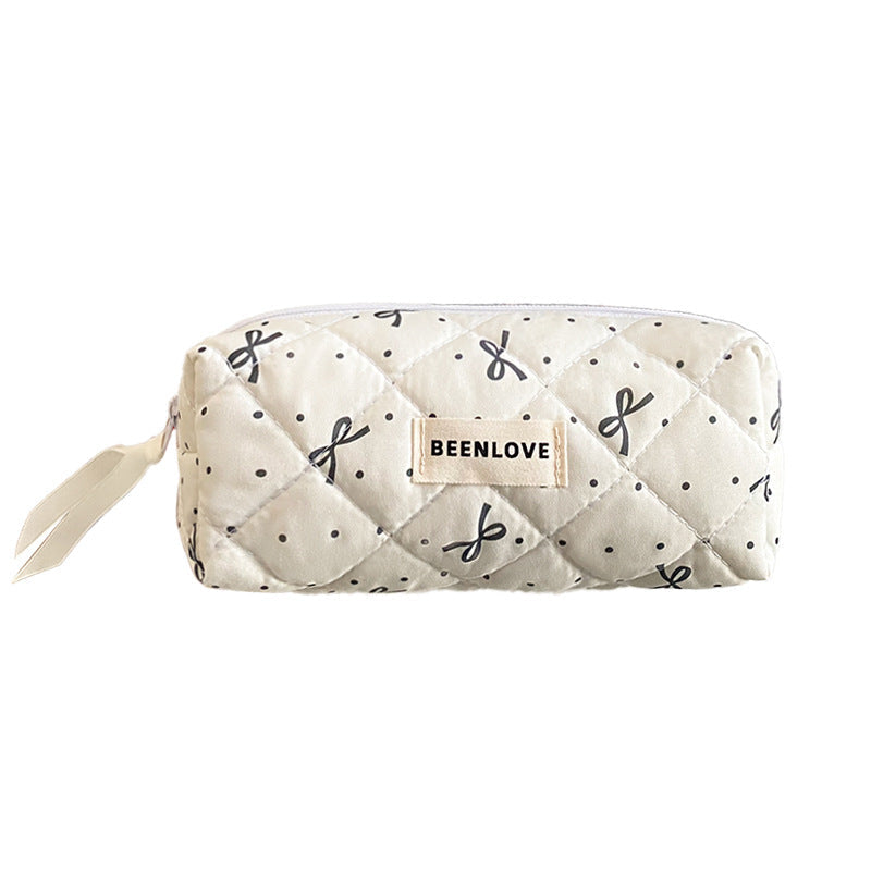 Trendy Print Quilted Large Capacity Makeup Bag