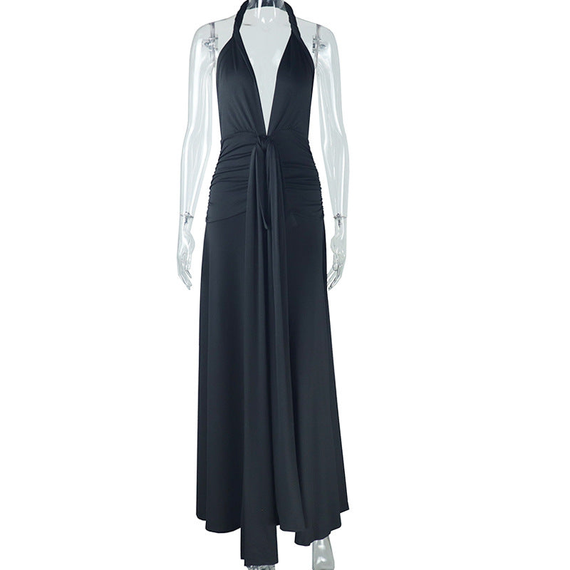 Trendy Casual Solid Color Sleeveless Backless Maxi Dress