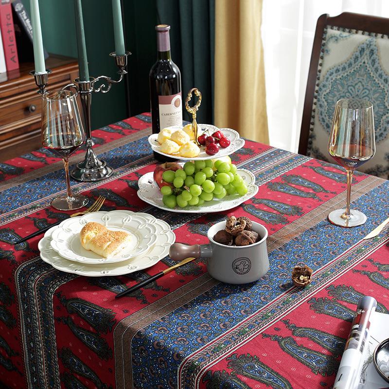 Bohemian Cotton And Linen Printing Table Linen Large Pepper Home Coffee Table Red Tassel Rectangular Tablecloth
