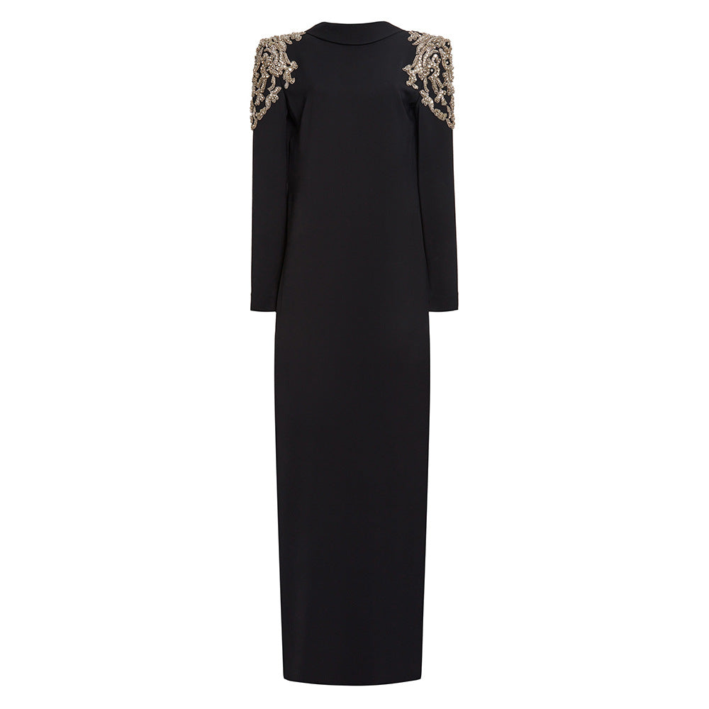 Backless Long Gown with Beaded Details