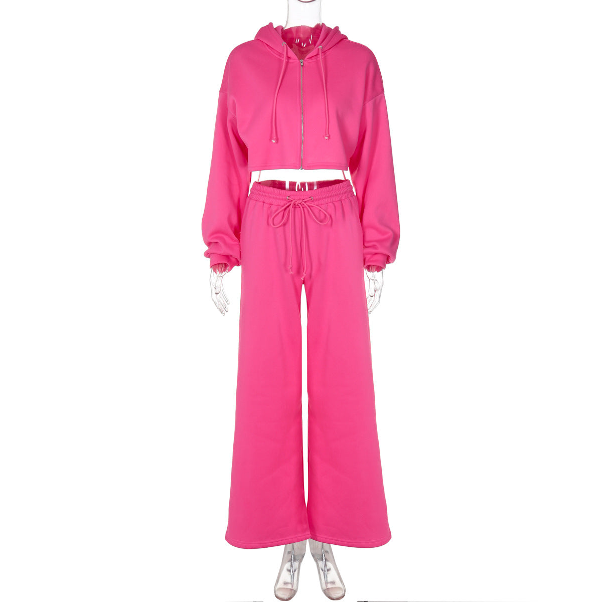 Fashionable Cropped Hoodie & Slim Fit Pants Set