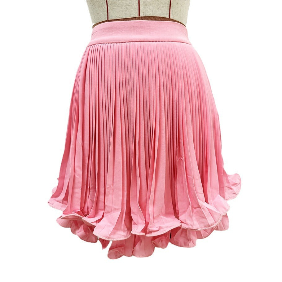 Pleated Chiffon Skirt Stylish Casual Mini Skirt