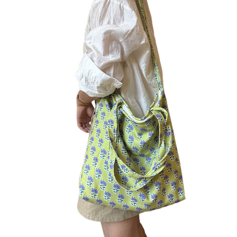 Floral Canvas Crossbody Bag Casual Shoulder Bag