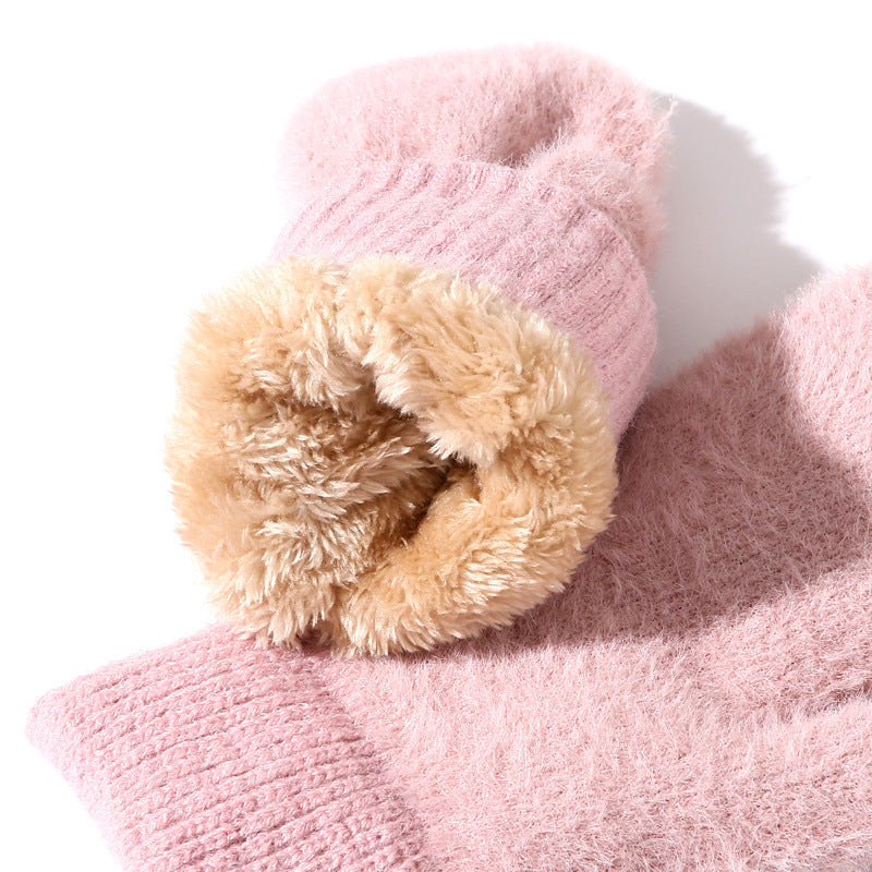 Winter Mittens Warm Fleece Cozy Knit Gloves