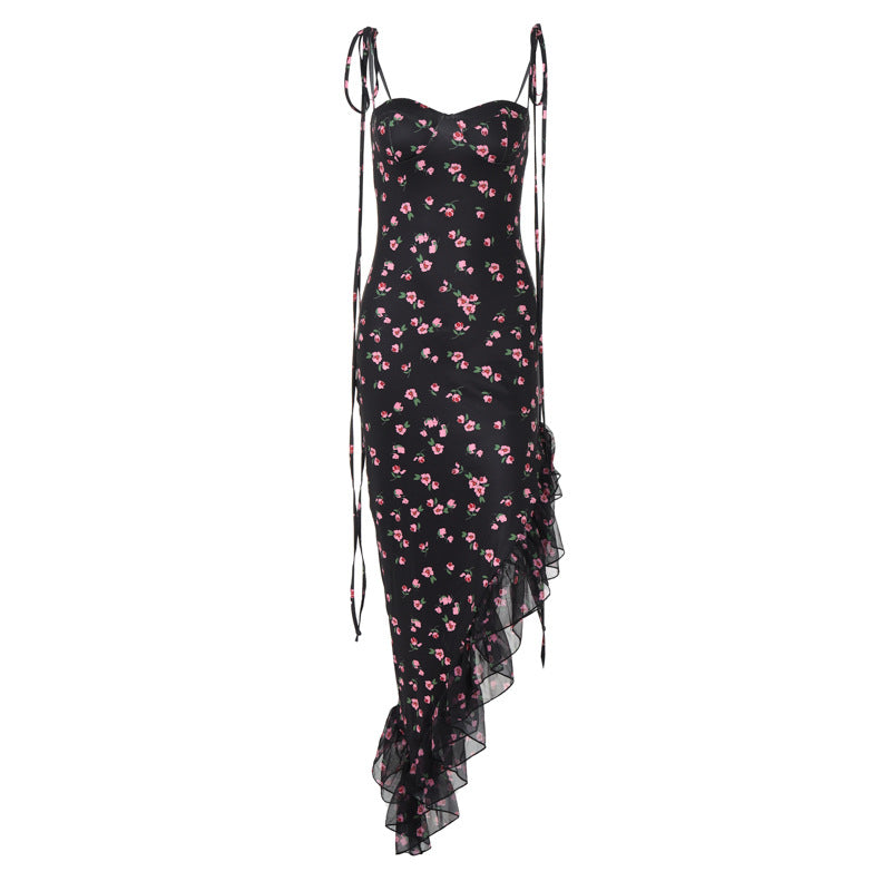 Sexy Floral Lace Trim Midi Dress