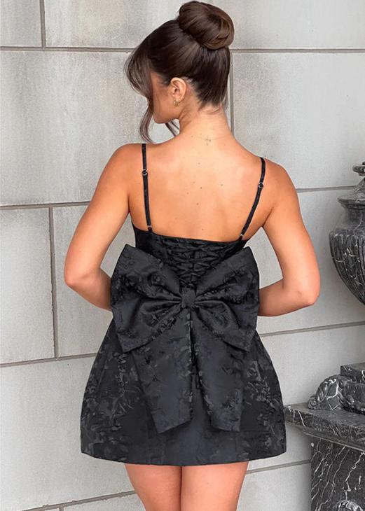 Jacquard Mini Dress With Bow Back Detail