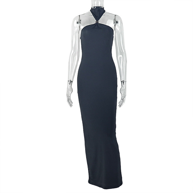 Bodycon Halter Neck Dress In Solid Colors