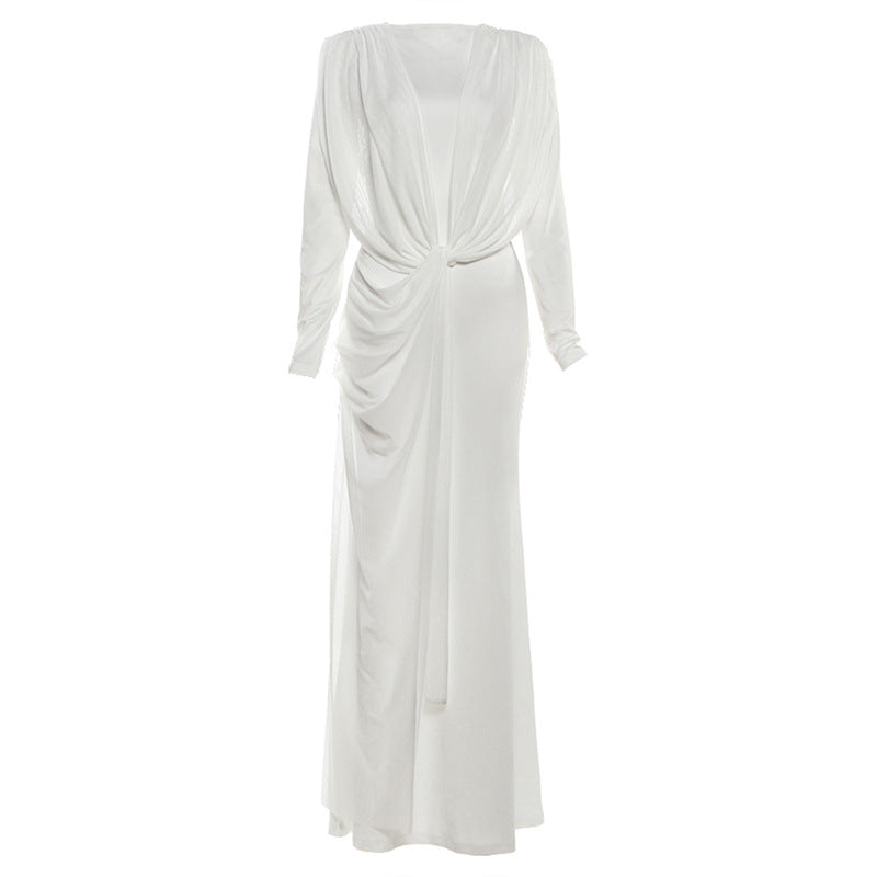 Sexy Slim Fit Irregular Mesh Long Dress