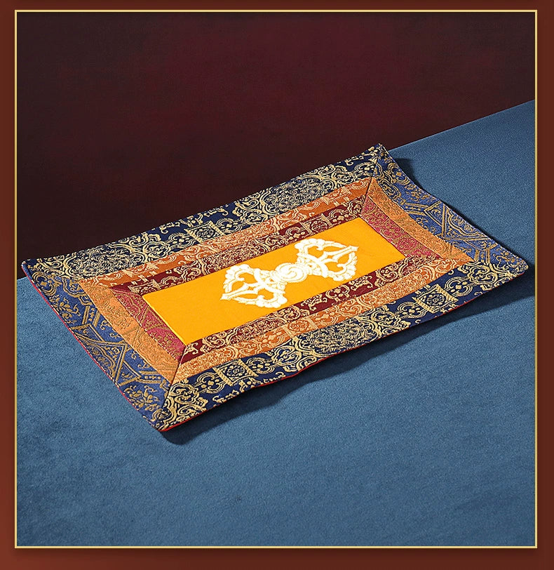 Ethnic Style Ornament King Kong Bell Pestle Cushion Auspicious Pattern Embroidery Tibetan Double-Layer Home Craft Cloth Mat