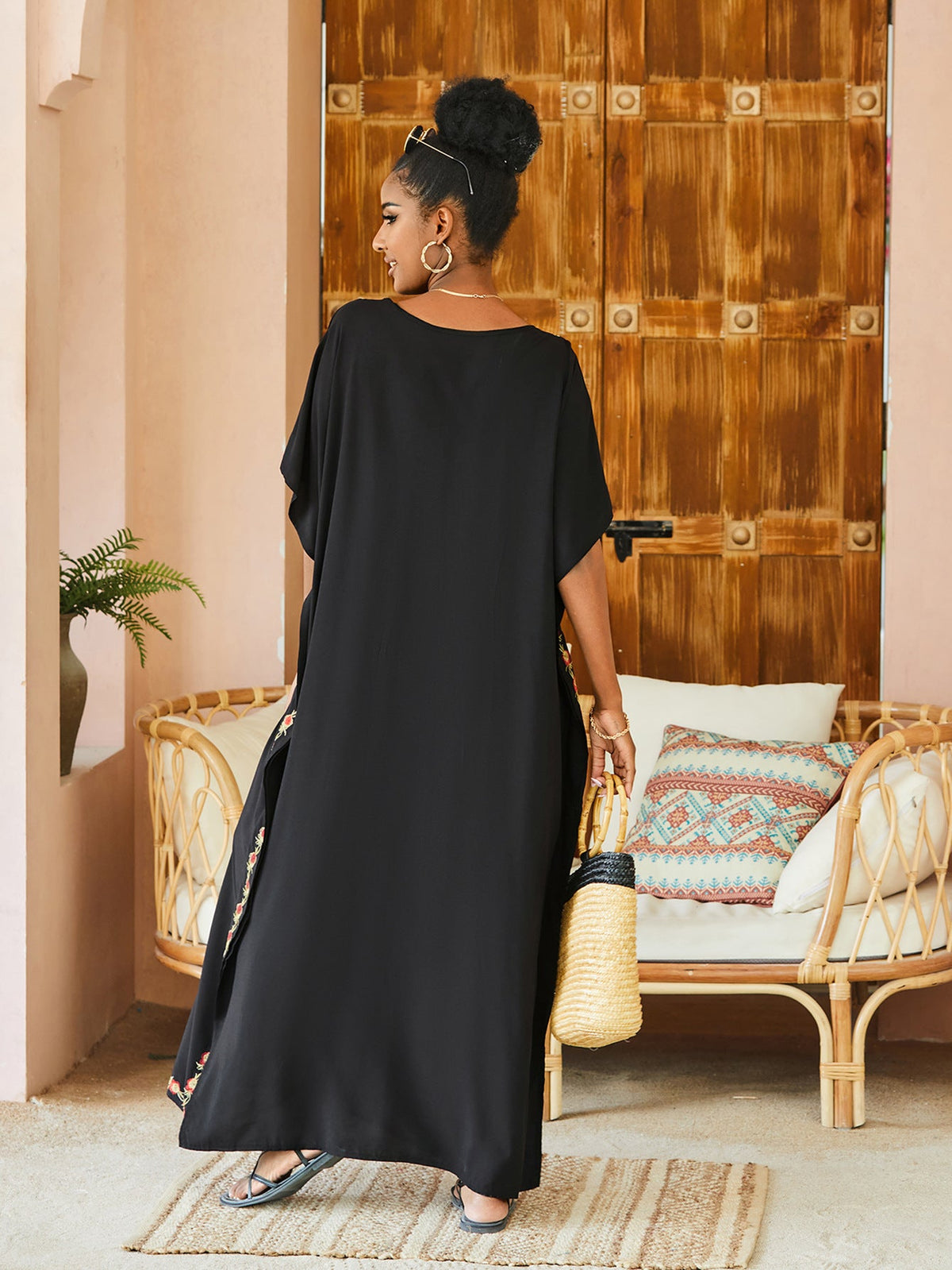 Beach Blouse Man Cotton Embroidered Resort Gown Dress