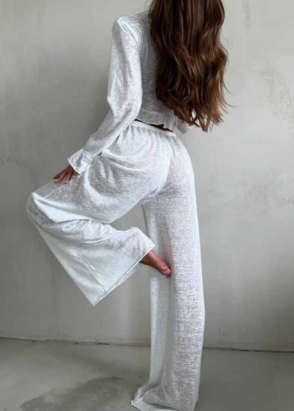 Lounge Set Ultra Light Fabric Cropped Tie Front