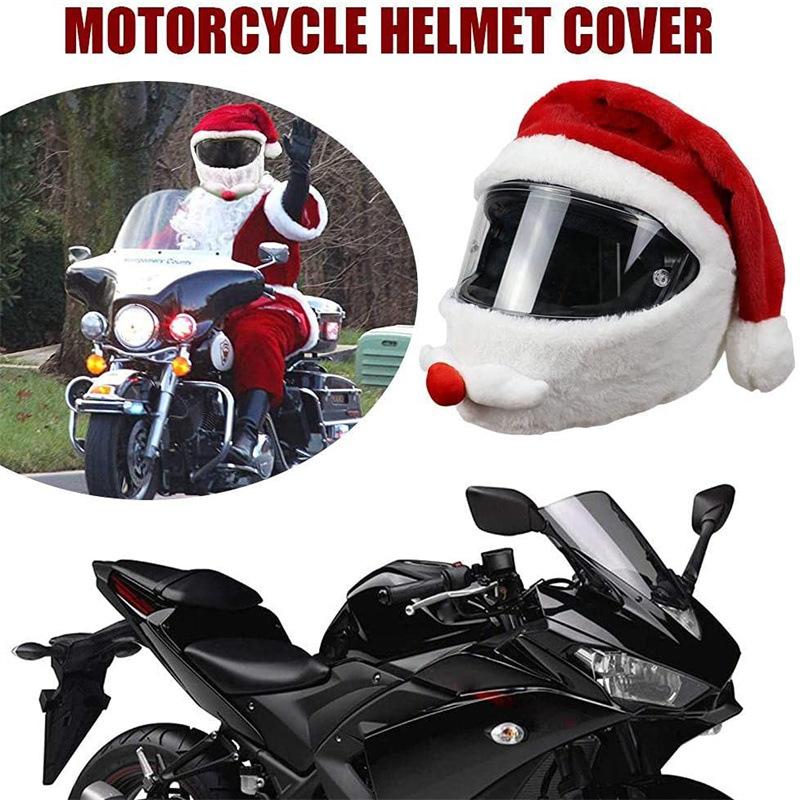 Motorcycle Helmet Christmas Hat Outdoor Crazy Funny Santa Claus Motorcycle Helmet Cover Christmas