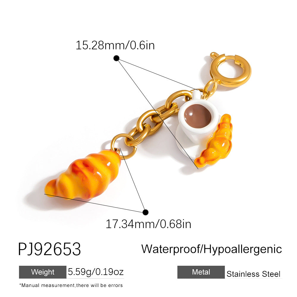 DIY Stainless Steel Coffee Cup Doughnut Charm Keychain