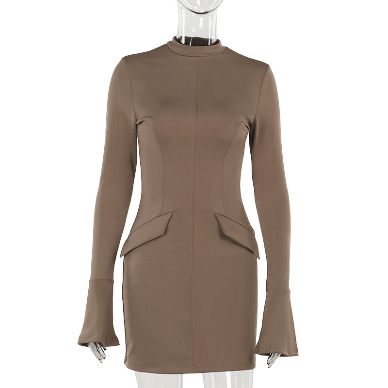 Summer Slim Fit Bodycon Dress Elegant Long Sleeve