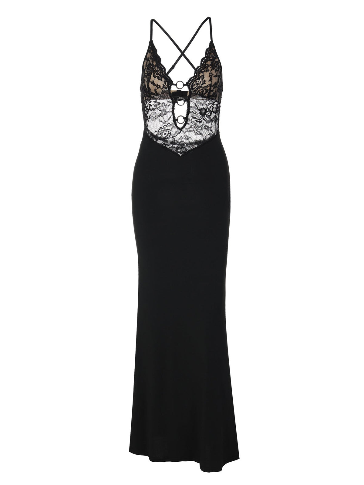 Sexy Lace-Trimmed Bodycon Dress with Deep V Neck