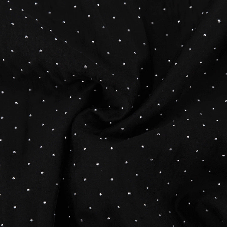 Stylish Black A-Line Dress with Rhinestones