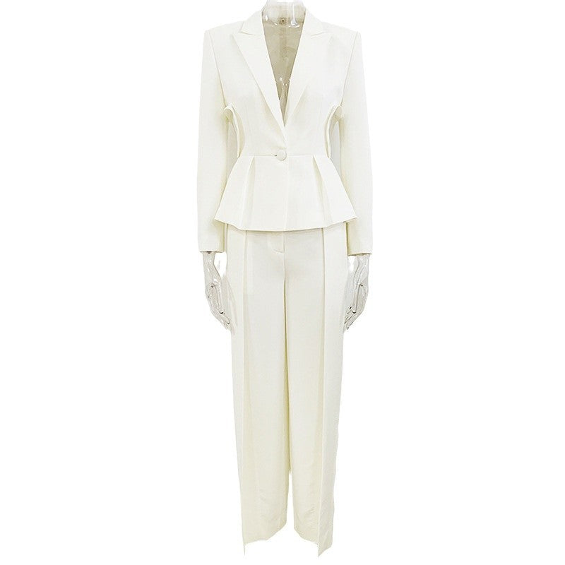 Slim Fit Lace Heart Blazer & Split Leg Trousers Set