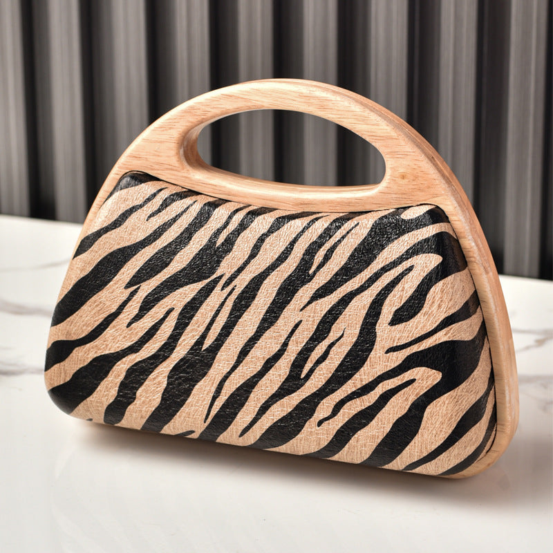 Retro Zebra Print Evening Clutch Bag Stylish Polyester Handbag