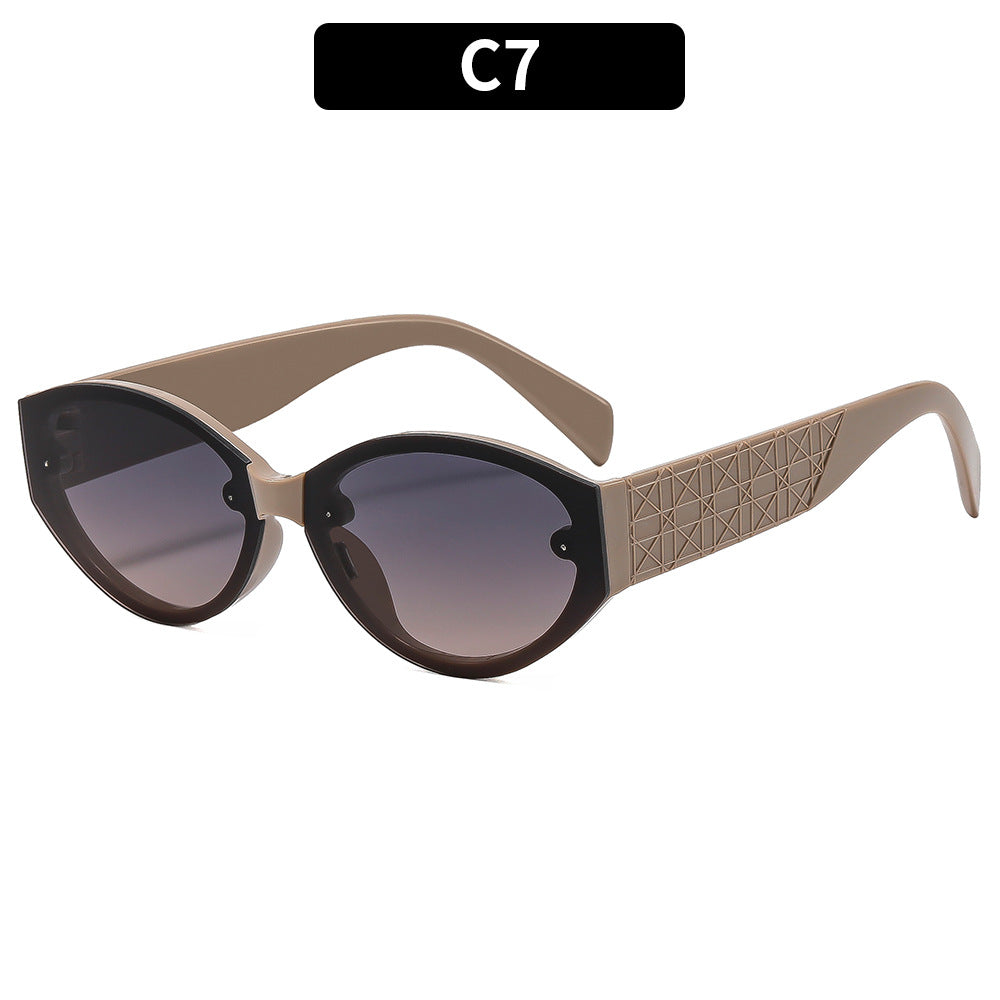 Retro Cat Eye Oval Sunglasses Stylish Outdoor UV Protection