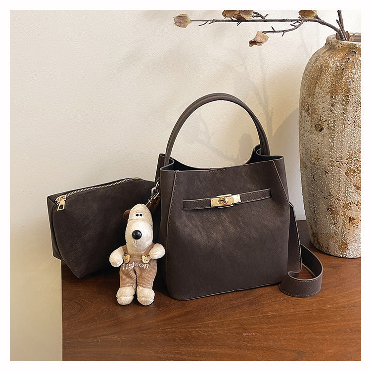 Elegant Vintage Bucket Bag Set for Work and Commuting