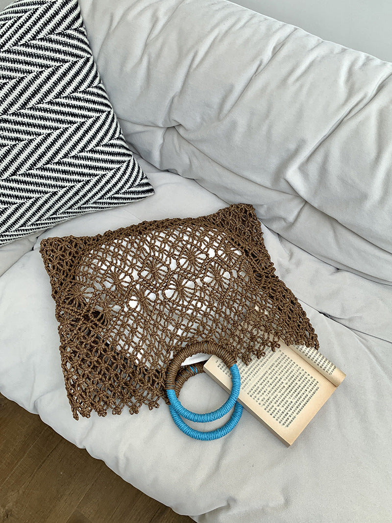Trendy Woven Straw Beach Bag Casual Handbag