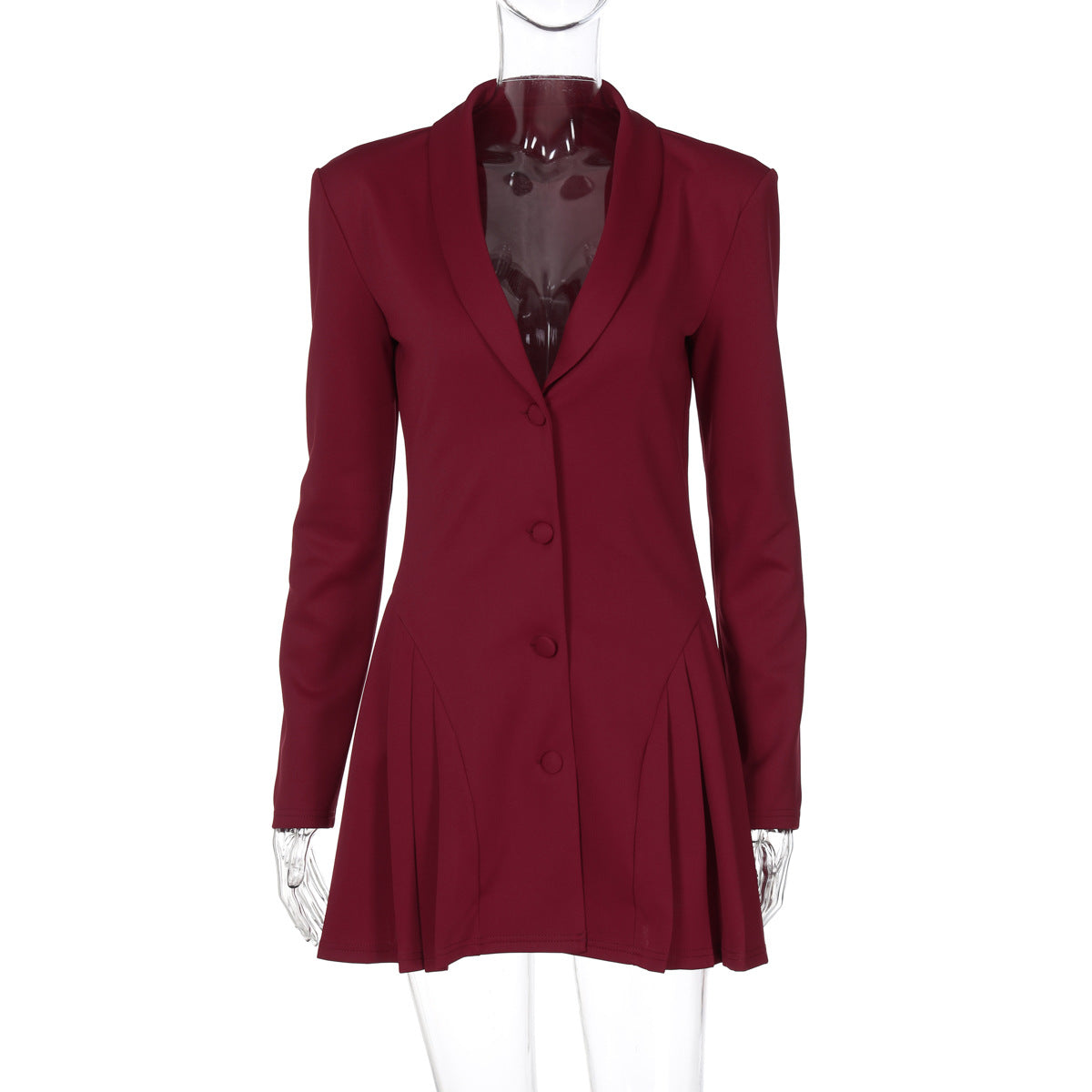 Elegant Deep V Neck Blazer Style Short Dress