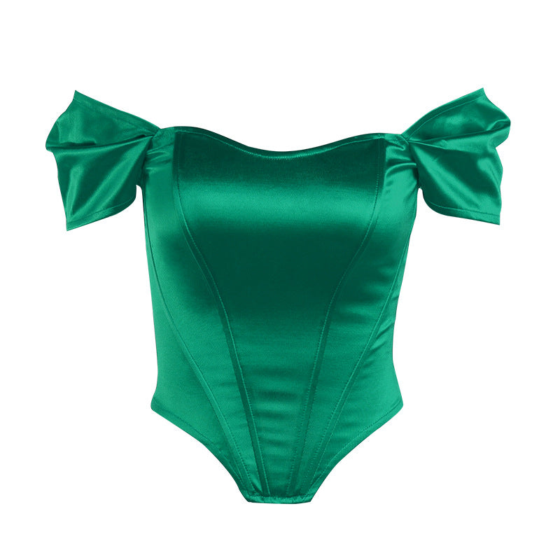 Fishbone Corset Strapless Satin Top for Women