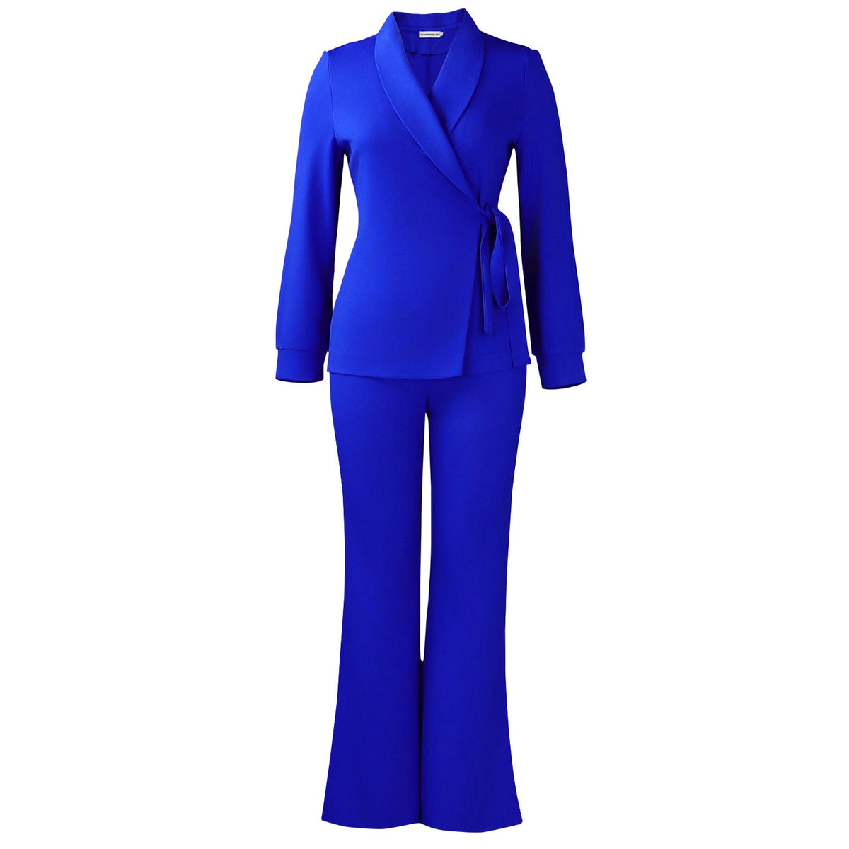 Trendy Women'S Suit Set With Tie-Front Blazer And Trousers