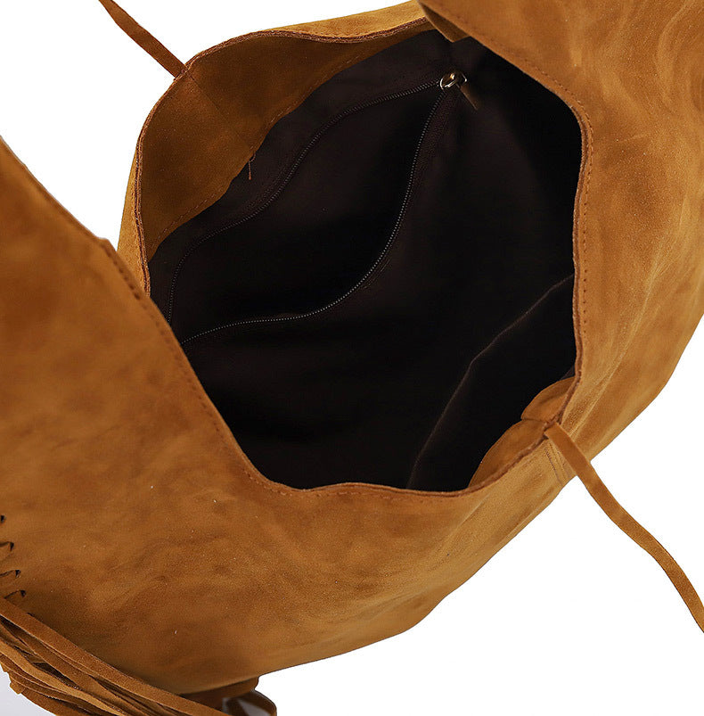 Retro Tassel Hobo Velvet Shoulder Bag