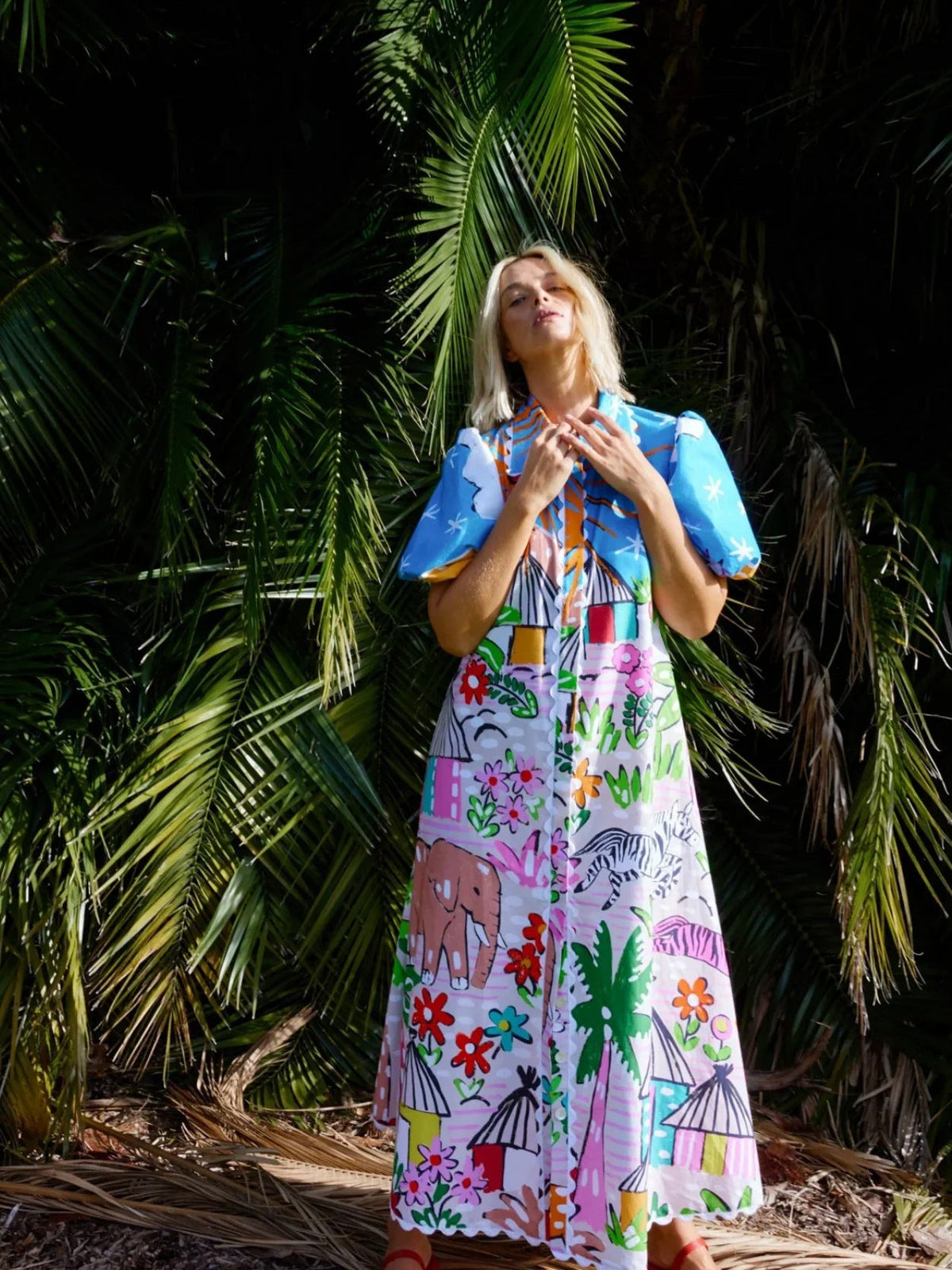 Linen Floral Print Shirt Dress with Casual Elegance