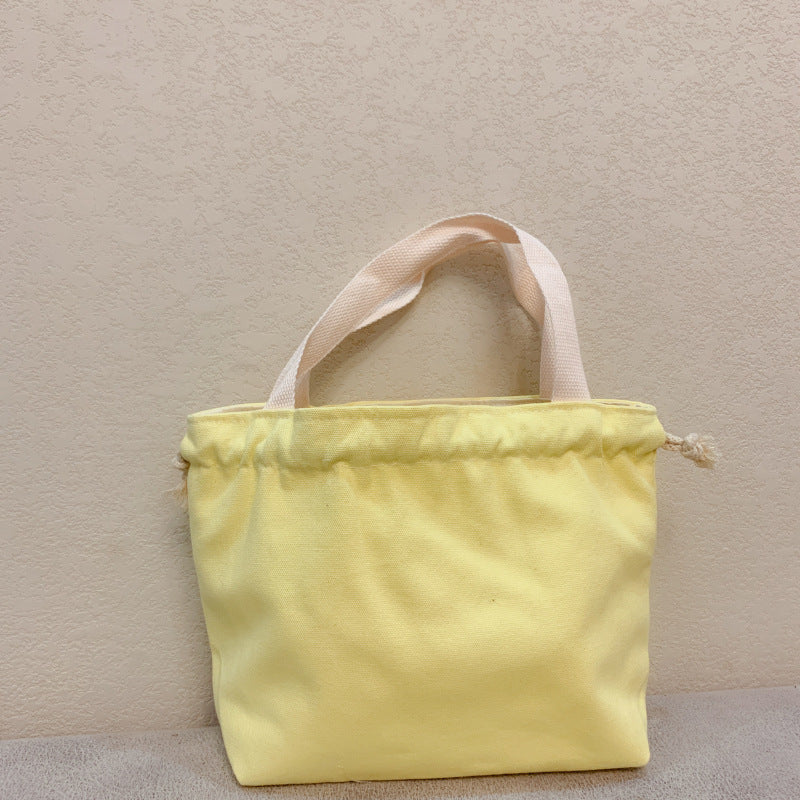 Plain Minimalist Japanese Bento Bag Canvas Drawstring Tote