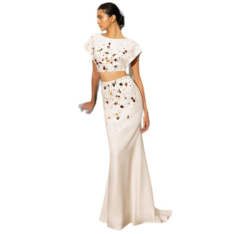 Shell Embellished Top and Mermaid Skirt Set