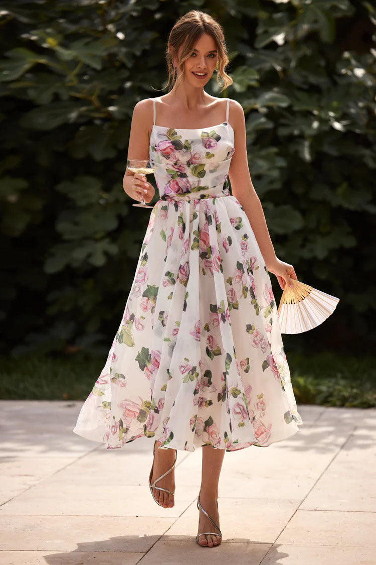 Off-Shoulder Chiffon Dress With 3D Floral Pattern For Elegant Evening Style