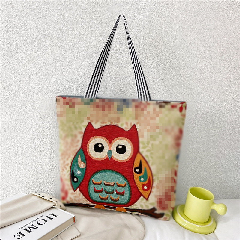 Ethnic Vintage Embroidered Canvas Tote Bag for Women