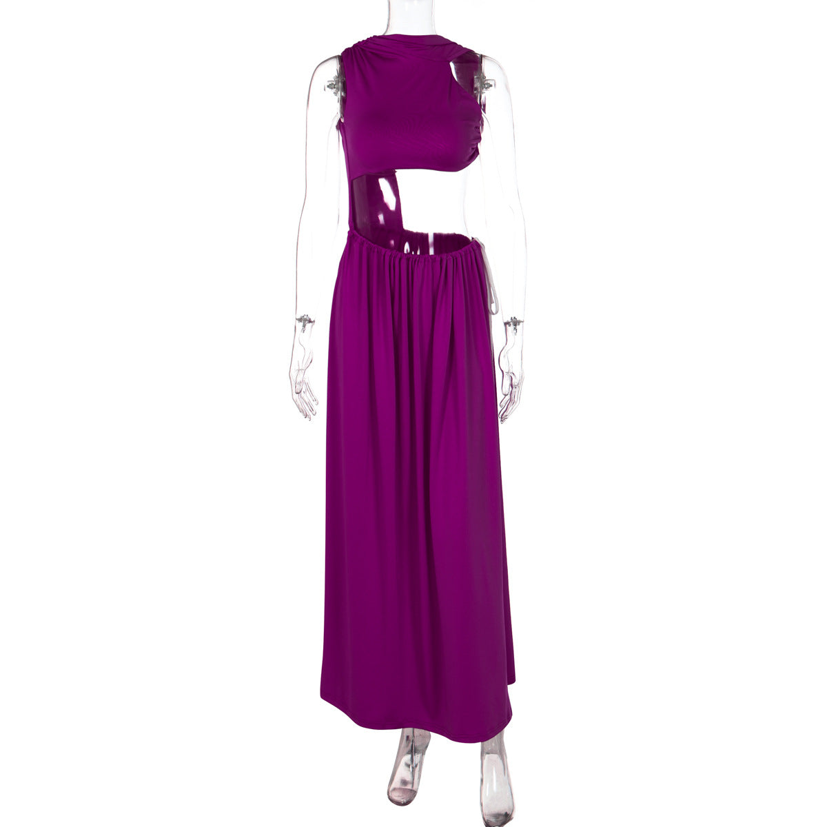 Fashionable Solid Color Cutout Tank Top Maxi Dress for Women